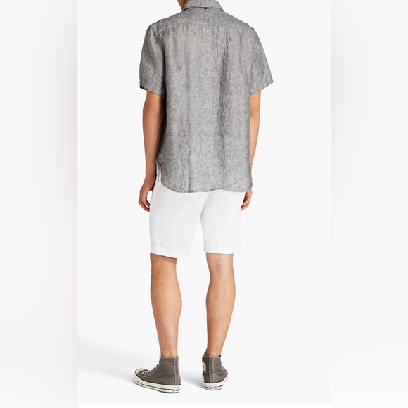 🔥 $195 rag & bone New York Gus S/S Linen Button Down Shirt Black / Grey Sz S 🔥 - Picture 3 of 11